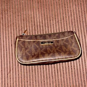 Micheal Kors Cosmetic Case in Chocolate with Gold Ornaments